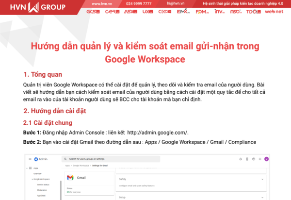 Hướng dẫn quản lý và kiểm soát email gửi-nhận trong Google Workspace