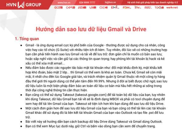 Hướng dẫn sao lưu dữ liệu Gmail và Drive
