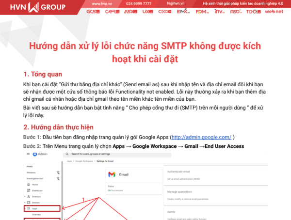 Hướng dẫn xử lý lỗi chức năng SMTP không được kích hoạt khi cài đặt – HVN Group