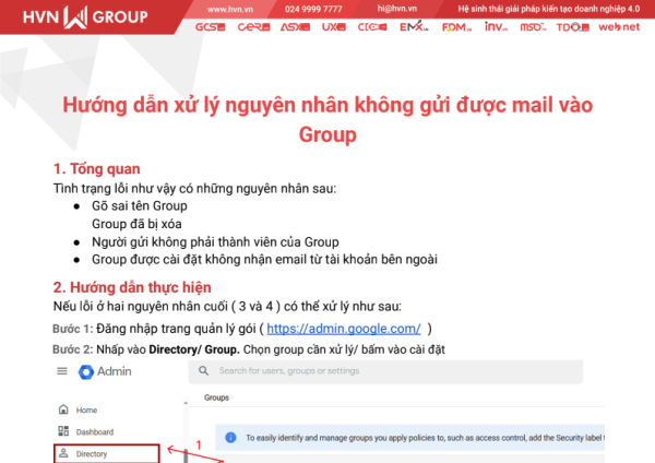 Hướng dẫn xử lí nguyên nhân không gửi được mail vào Group – HVN Group