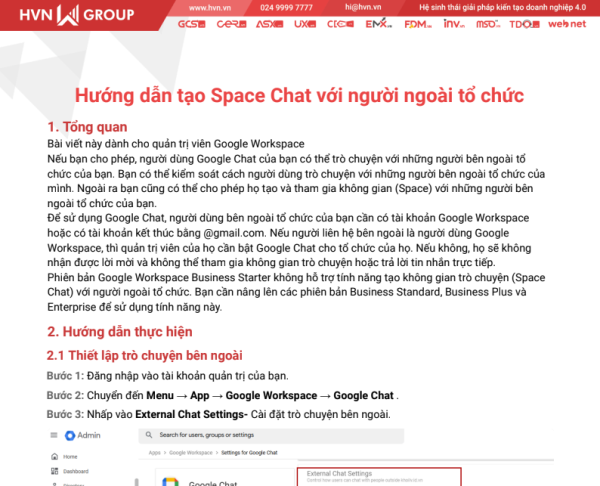 Hướng dẫn tạo Space chat với người ngoài tổ chức – HVN Group