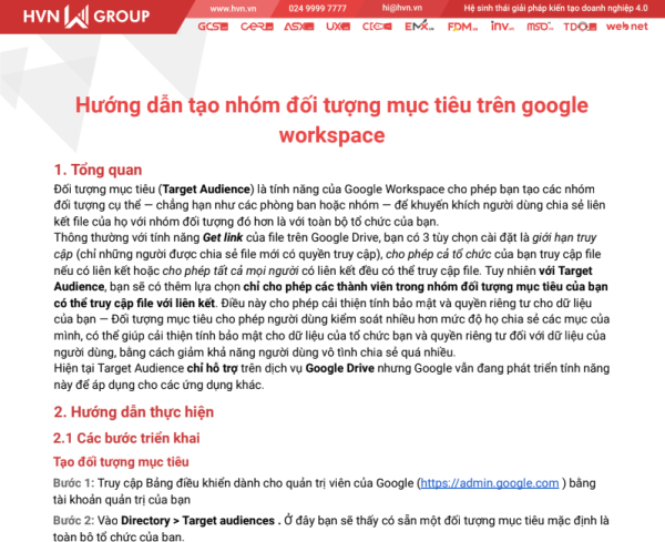 Hướng dẫn tạo nhóm đối tượng mục tiêu trên google workspace – HVN Group