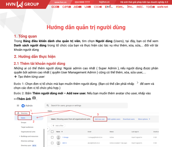 Hướng dẫn quản trị người dùng – HVN Group