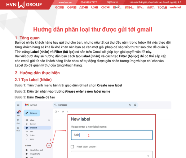 Hướng dẫn phân loại thư được gửi tới gmail – HVN Group