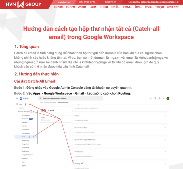 Hướng dẫn Cách tạo hộp thư nhận tất cả (Catch-all email) trong Google Workspace – HVN Group