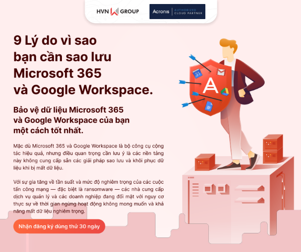 9 Lý do vì sao bạn cần sao lưu Microsoft 365 và Google Workspace.
